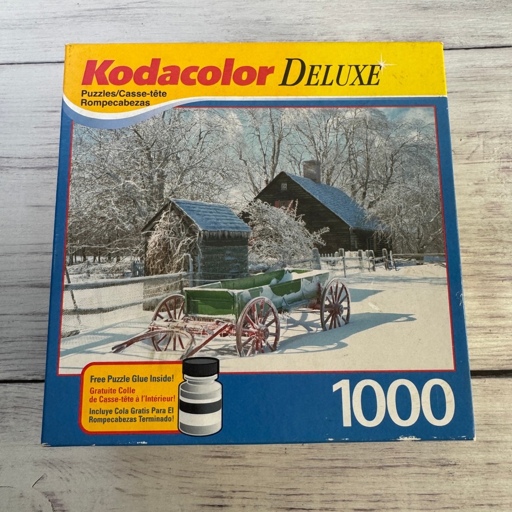 VTG Kodacolor Deluxe Jigsaw Puzzle 1000 Winter Homestead Snow Scene New Sealed